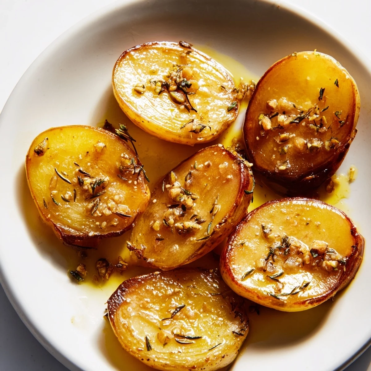 Savory Garlic Herb Roasted Radishes garnished with parsley ready for a low-carb dinner