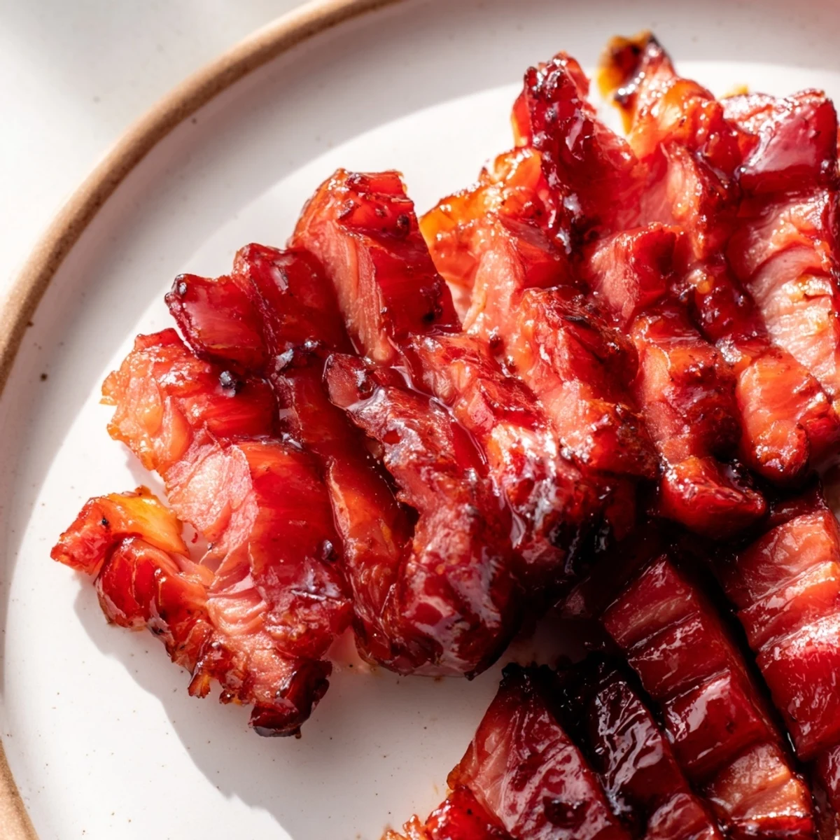 Authentic Char Siu chicken thighs grilled to sticky sweet perfection brushed with honey glaze