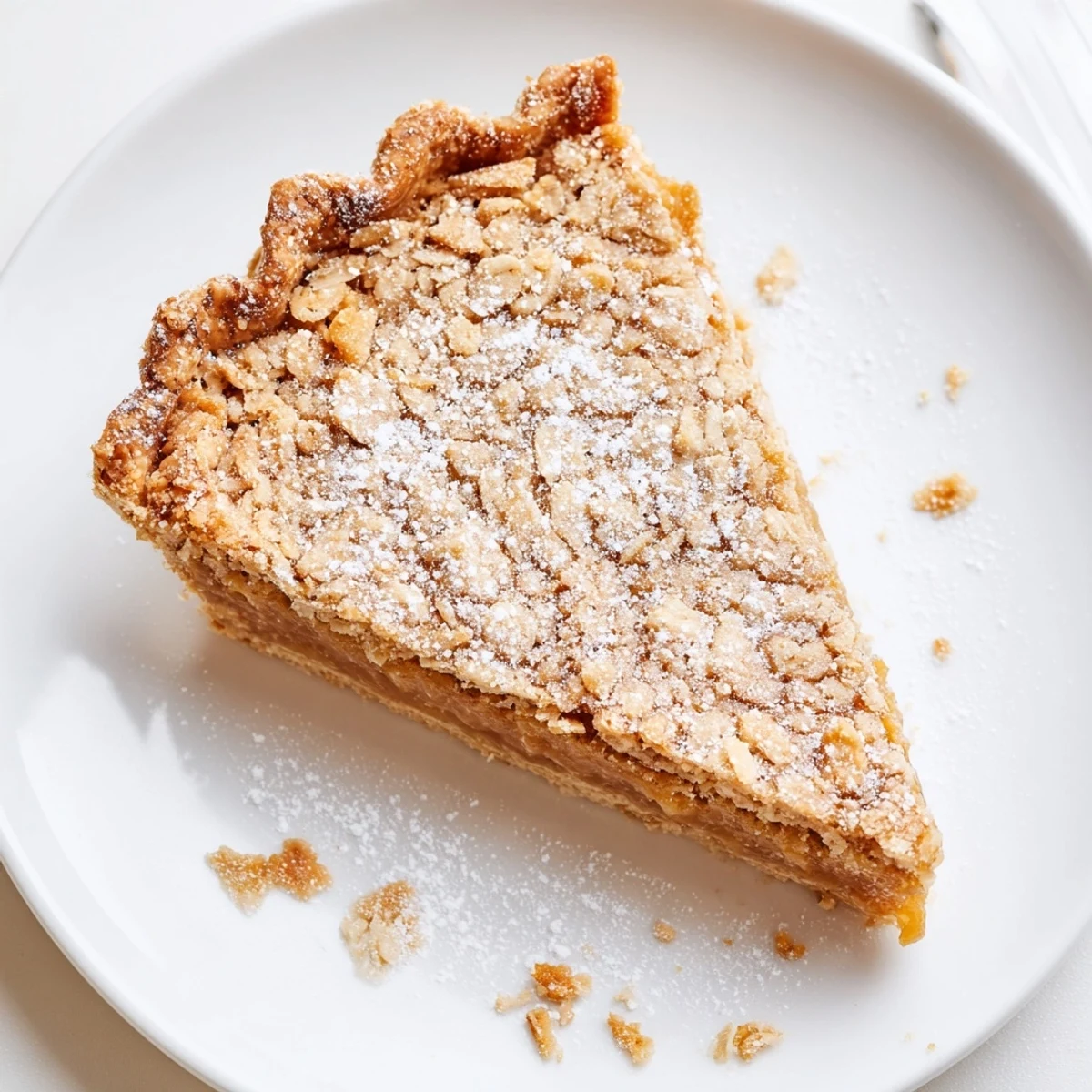 Milk Bar Crack Pie with gooey caramel center, oat cookie crust, powdered sugar