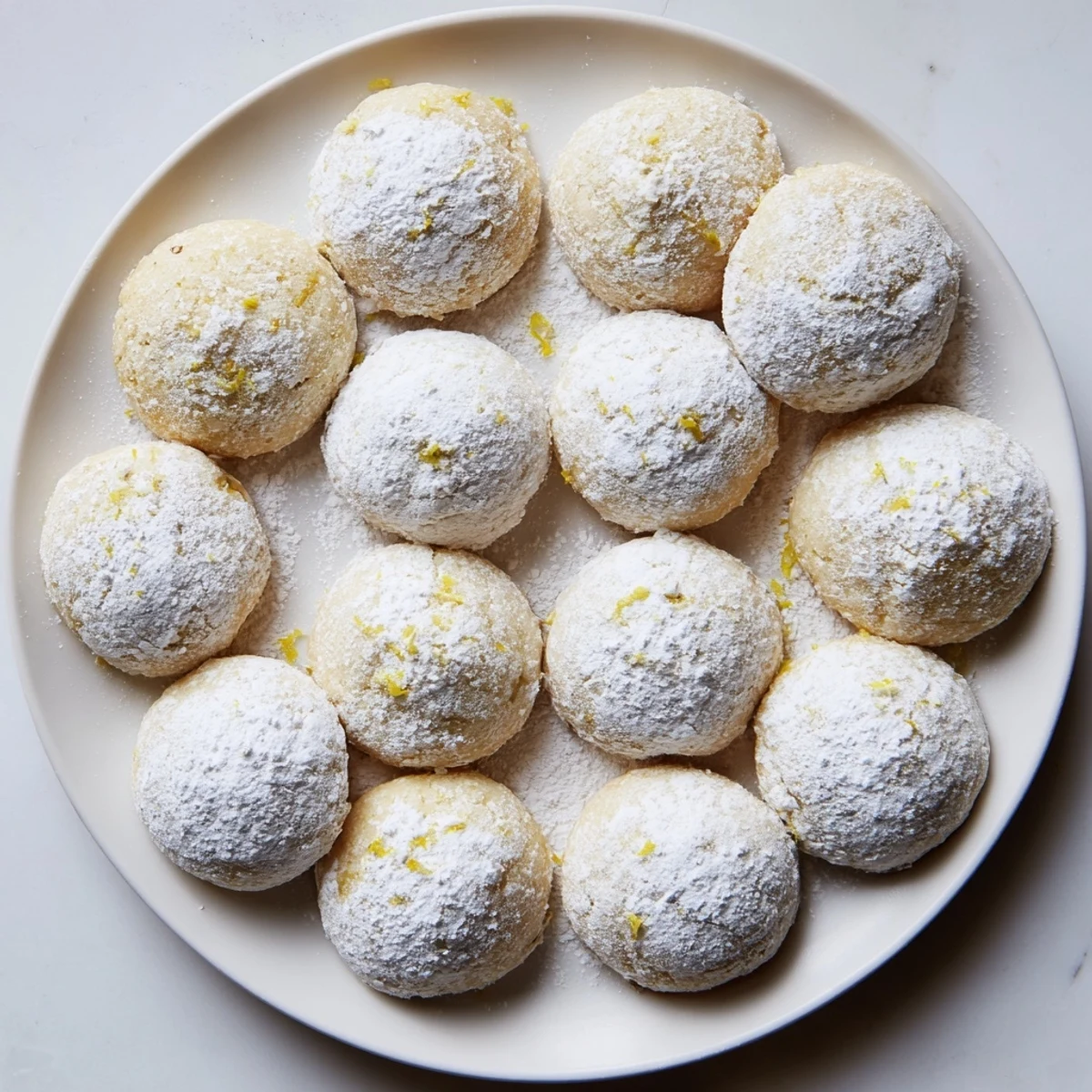 Freshly baked chewy lemon cookies with cracked tops and bright citrus zest visible