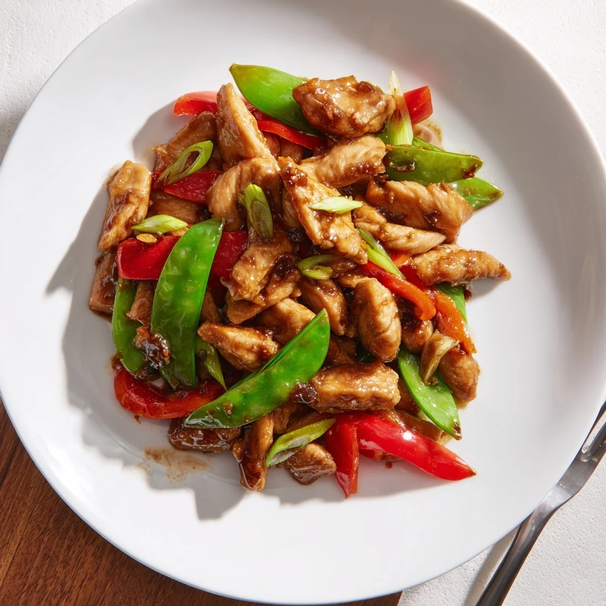 Tender stir fried Chinese garlic chicken tossed in a rich garlic soy sauce