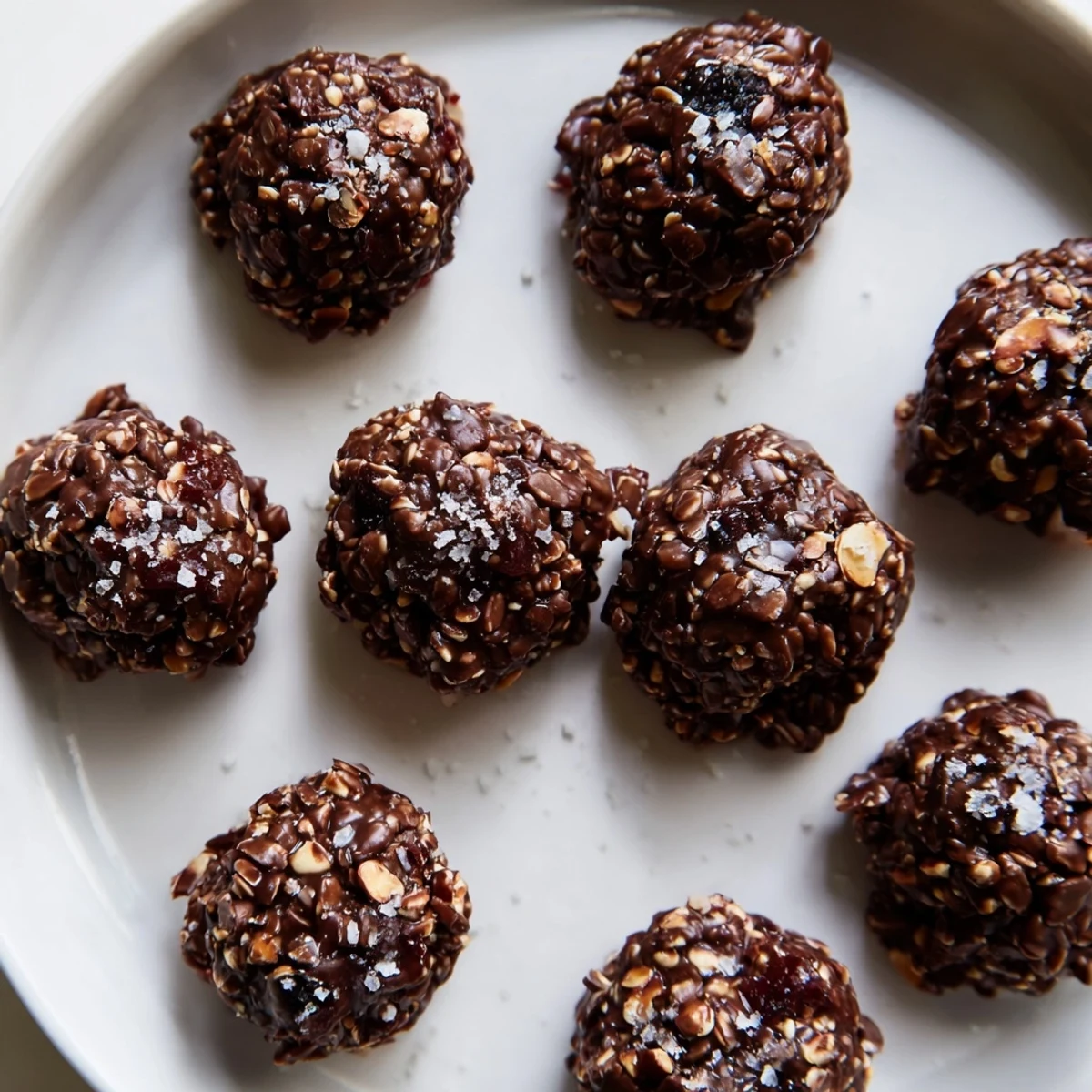 Dark chocolate coats crispy puffed quinoa and oats in these no-bake gluten-free bites