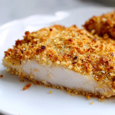 This Baked Garlic Parmesan Chicken is plated with a fresh green salad and lemon wedges for a complete dinner.  